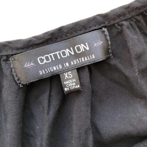 Cotton On Tab Sleeve Black Blouse XS - Picture 3 of 5